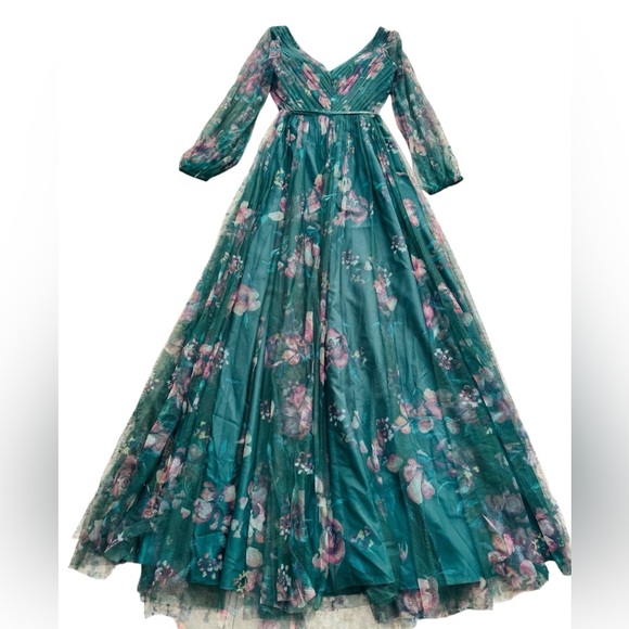 MARCHESA NOTTE BRIDESMAID***Floral Long Sleeve Maxi Dress***US 6***$485 - Picture 4 of 5